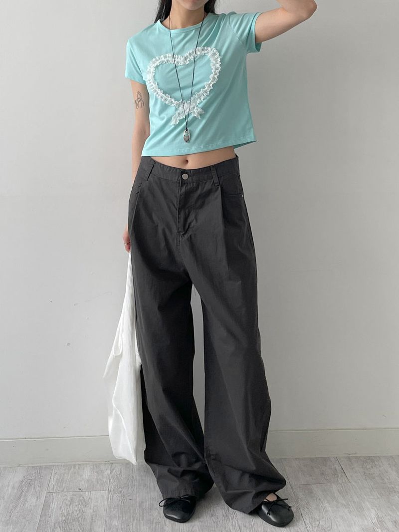 121 One Tuck Cotton Wide Pants