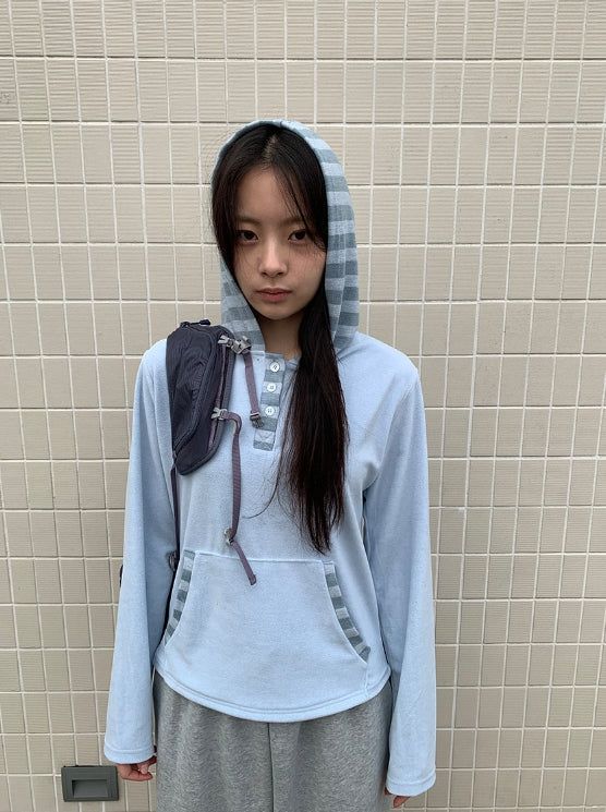 BAON（バオン）の「Lanno Stripe Color Matching Hoodie（Tops）」