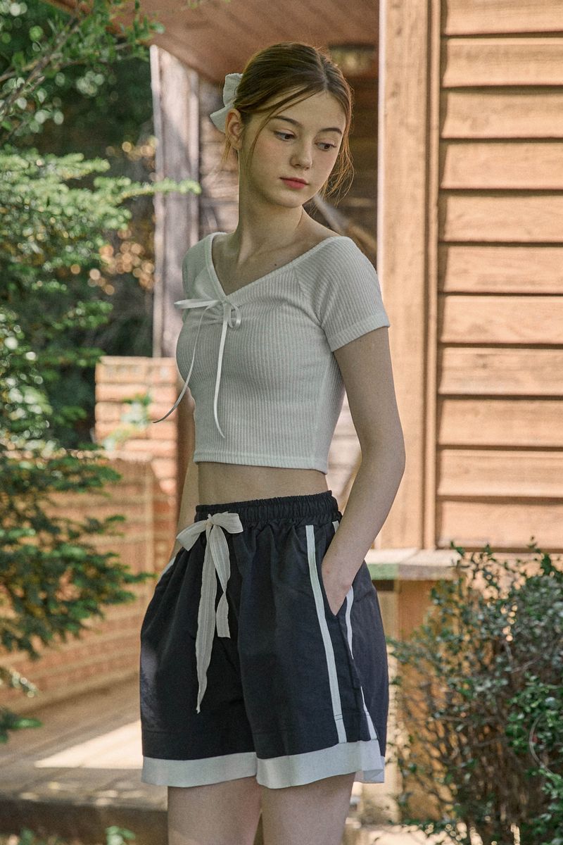 ROSETTE SHIRRING TOP (2 COLORS)