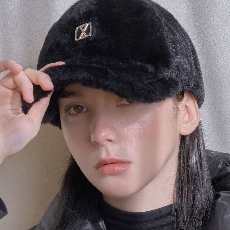 VA Square Stud Fur Ball Cap / Black