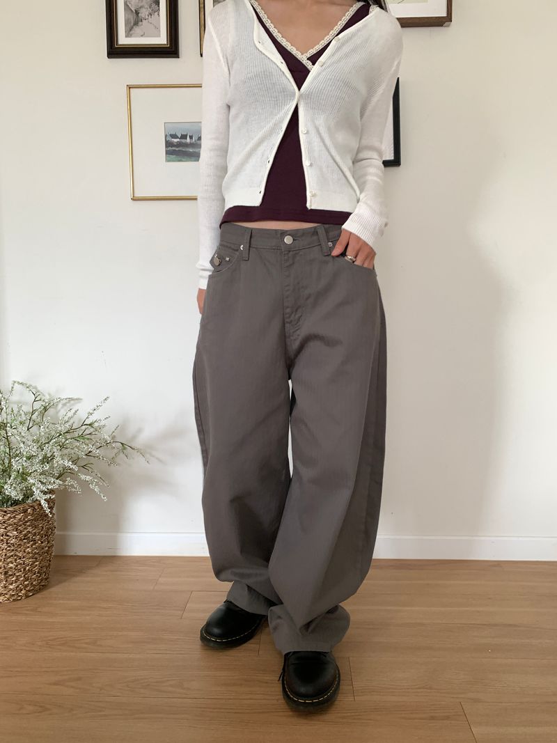 TWILL BACK POCKET STUD PANTS (3C)