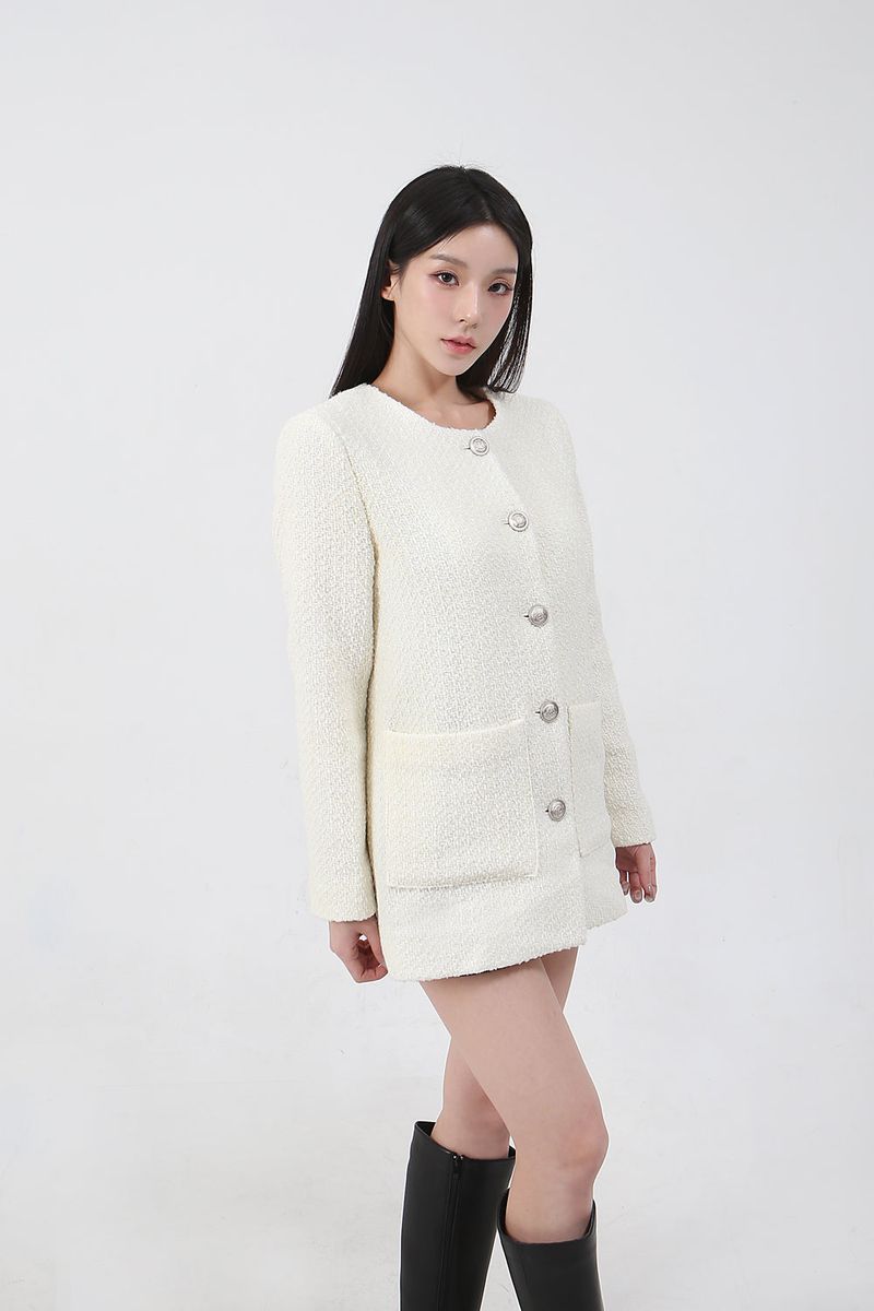 Classic Tweed Wool Belt Jacket