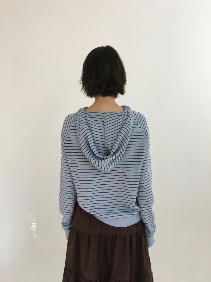 Bobby Striped Knit Zip-Up Hoodie (7color)