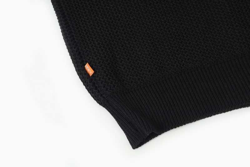 BLACK WAFFLE CARDIGAN
