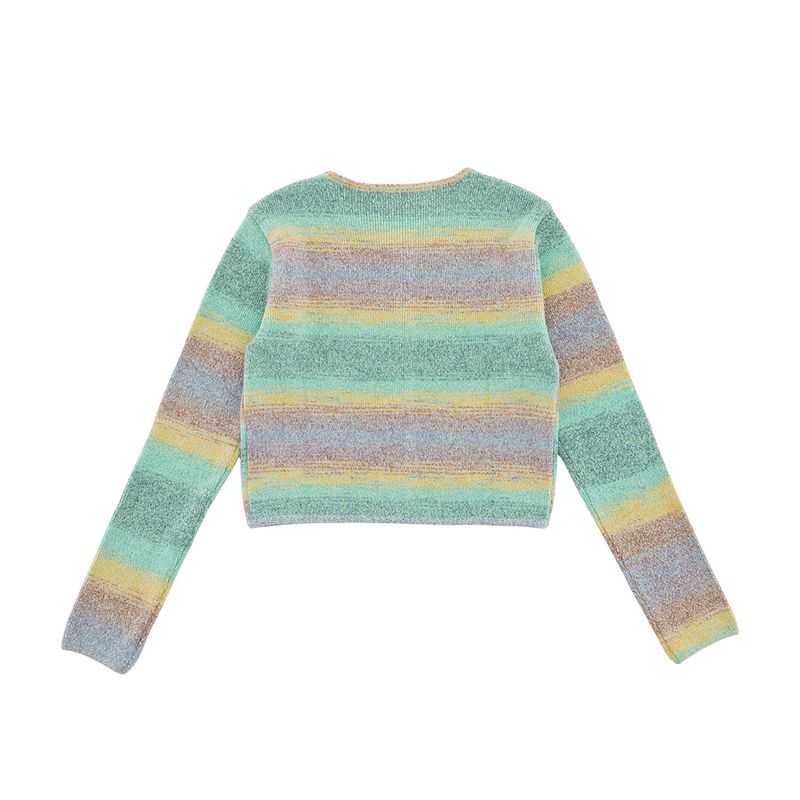 PASTEL GRADATION HEART BUTTON CARDIGAN - MINT