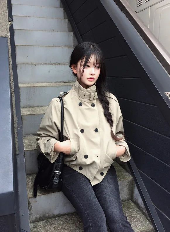 anyonemore（エニーワンモアー）の「バリン トレンチ クロップ バックル ショート ジャケット（ジャケット/アウター）」