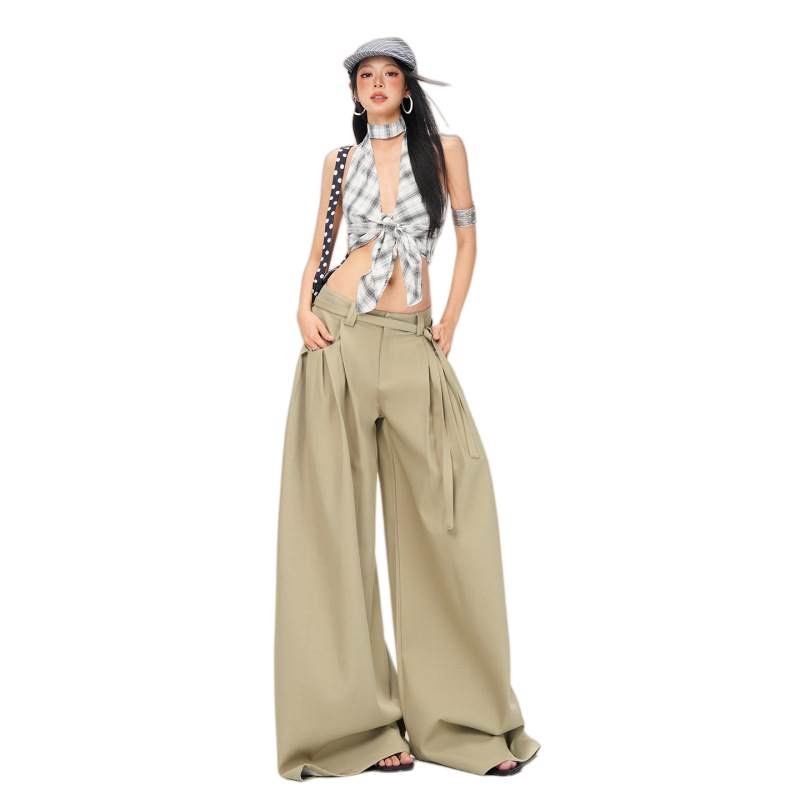 Tie-Detail Puddle Wide-Leg Pants