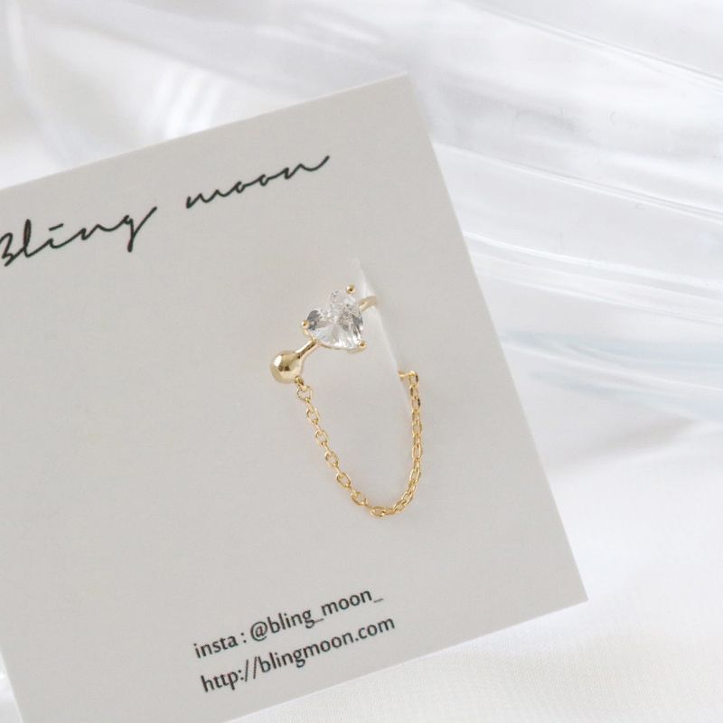 Line cubic heart ear cuff / 3 color
