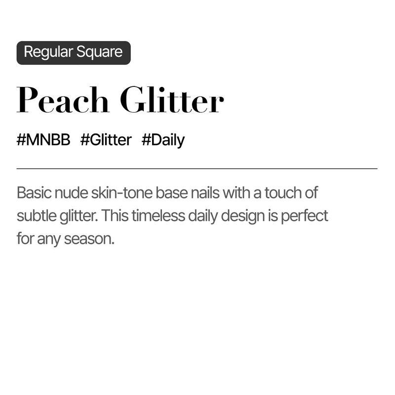 MUZMAK Reusable Nail Tip Peach Glitter(Regular Square)