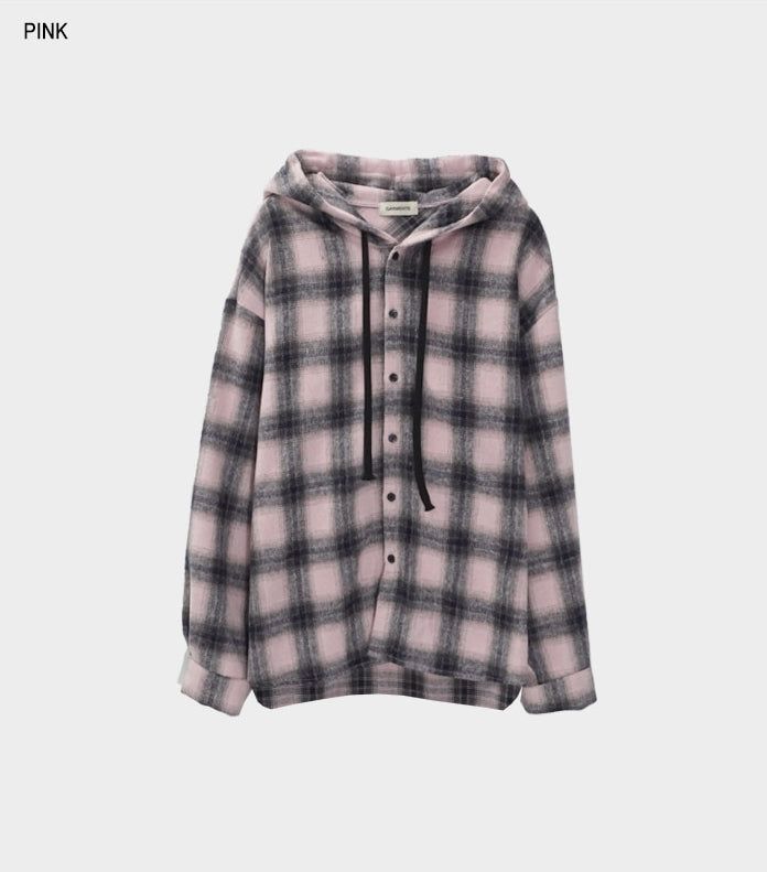 Big over hood check shirt