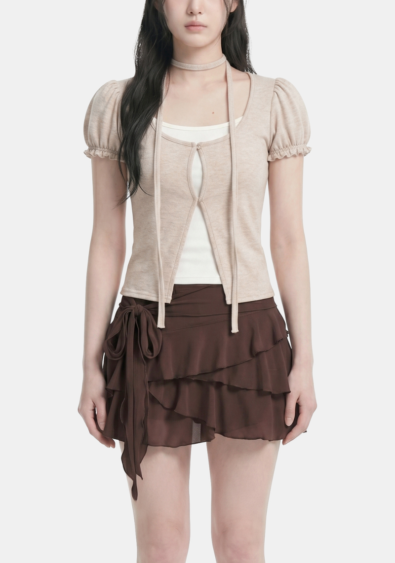 Dalen Layered Puff Cardigan Set