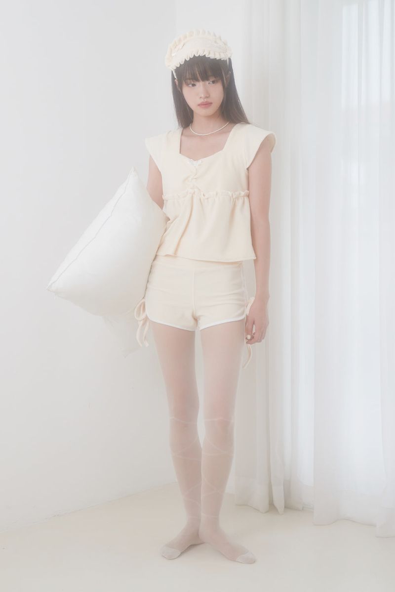 VELVET PAJAMA TOP (IVORY)