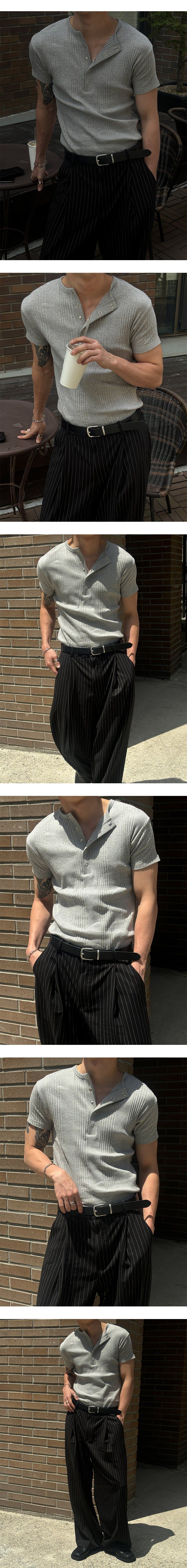  [S/S] Low stripe wide slacks(3color)