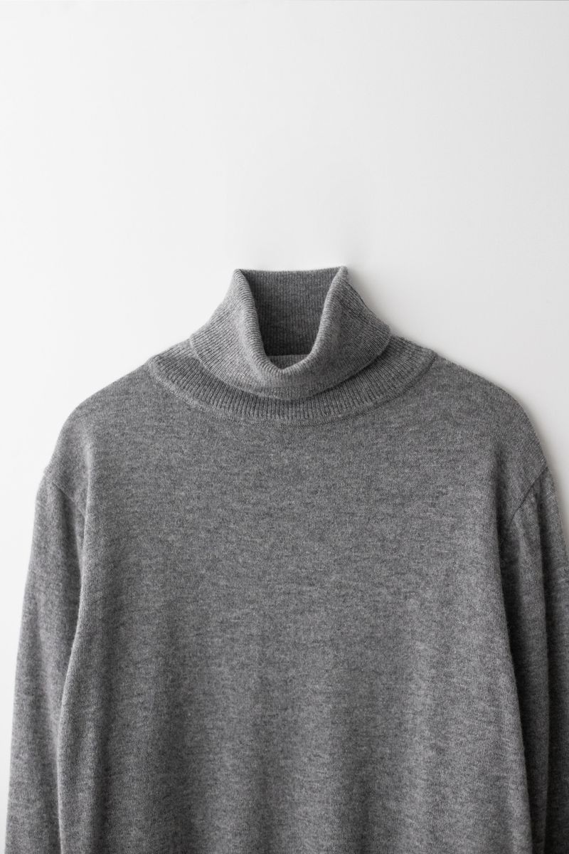 Cashmere turtle neck knit (Grey)