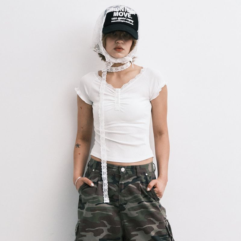 MIDNIGHT MOVE（ミッドナイトムーブ）の「lace sc t (white)（Tops）」