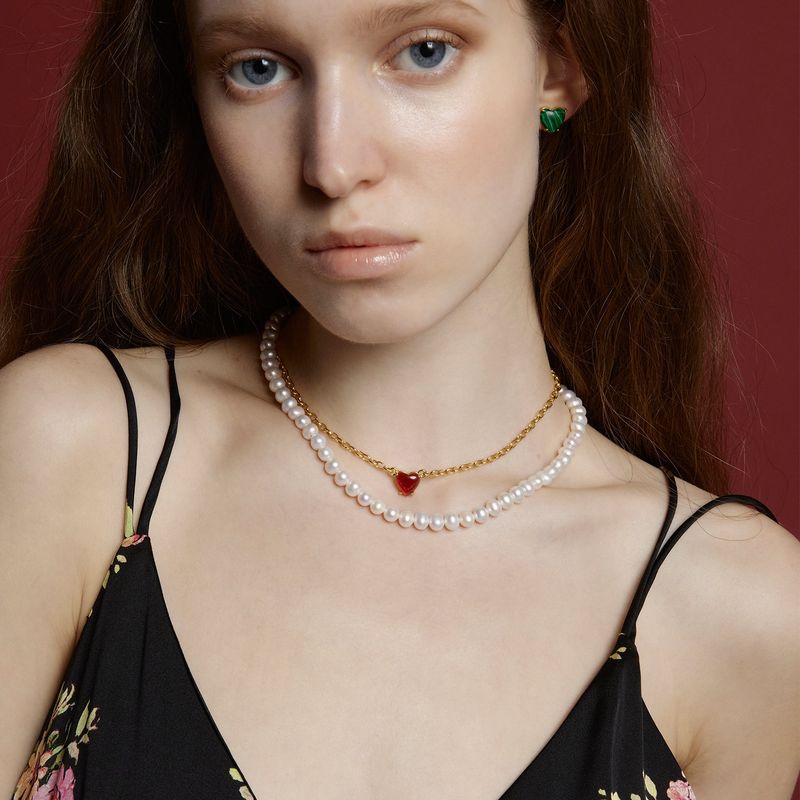Petite Heart Necklace_Red
