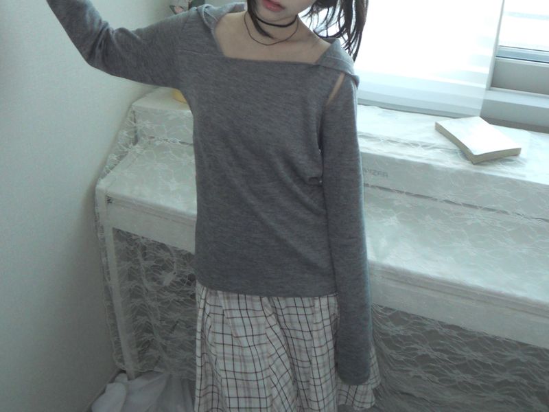 unbal slit hoodie