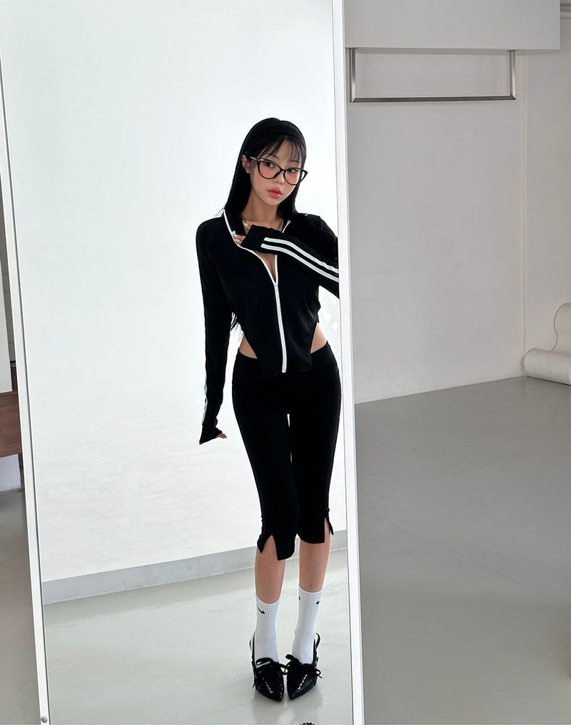 Track Cut-Out Slim Fit Zip-Up