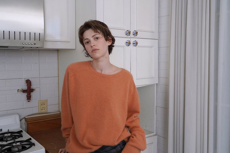 Cuddle raccoon knit_orange