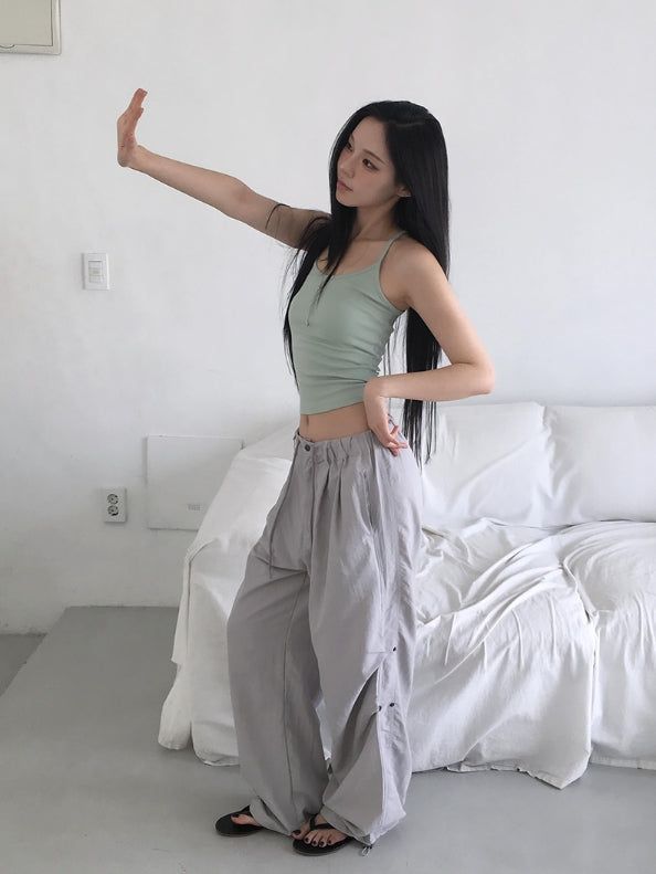 トゥーン Uネック リブ スリムノースリーブ
