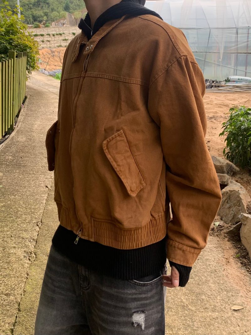 Rib Hood Half Zip-Up Knit