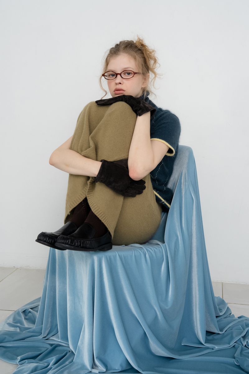 Raccoon knit skirt_olive