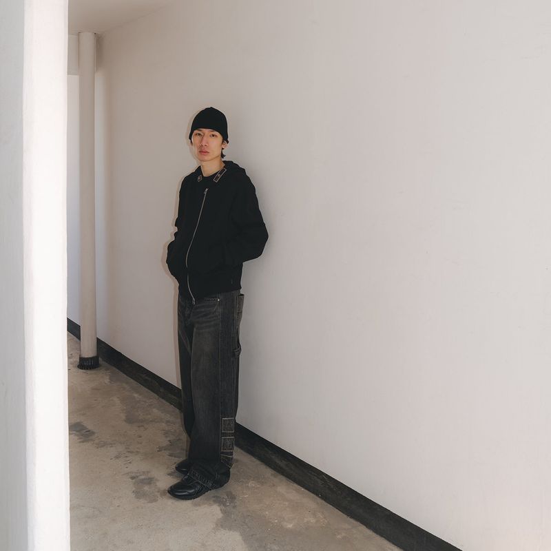 Vintage emblem denim pants / Black
