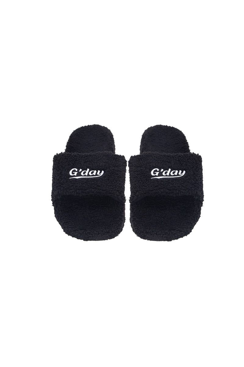 G'day furry sandals (black)