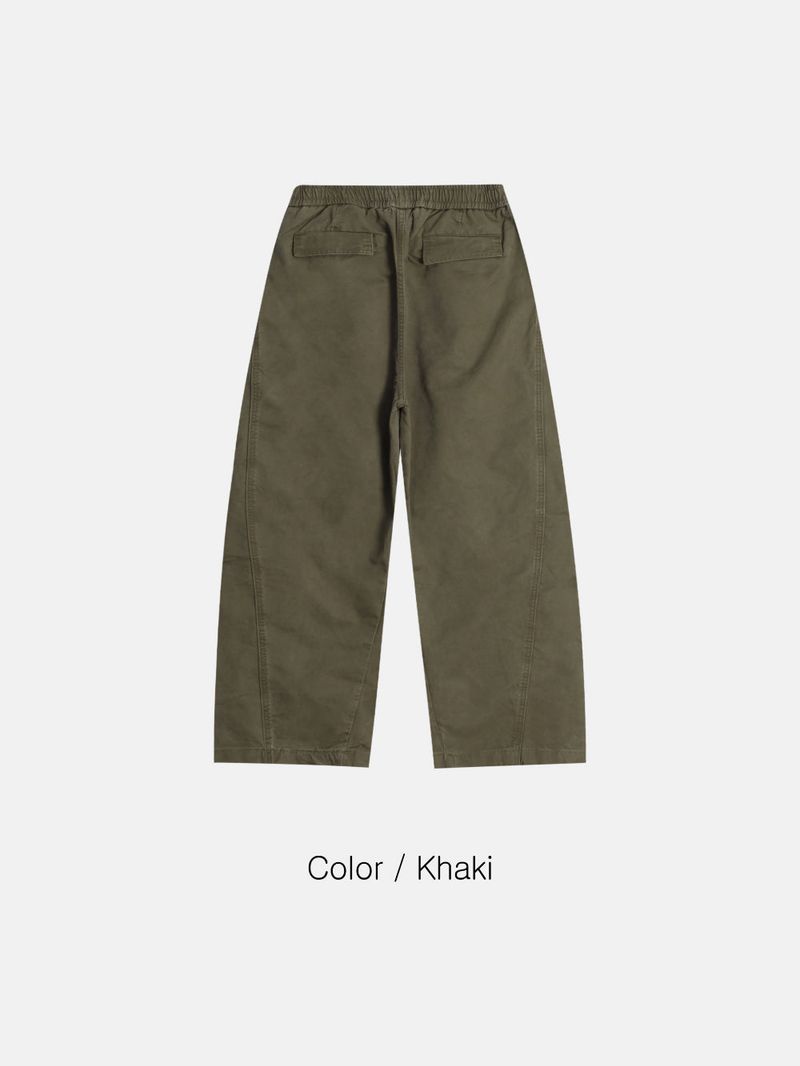 Curved diagonal cargo banding pants