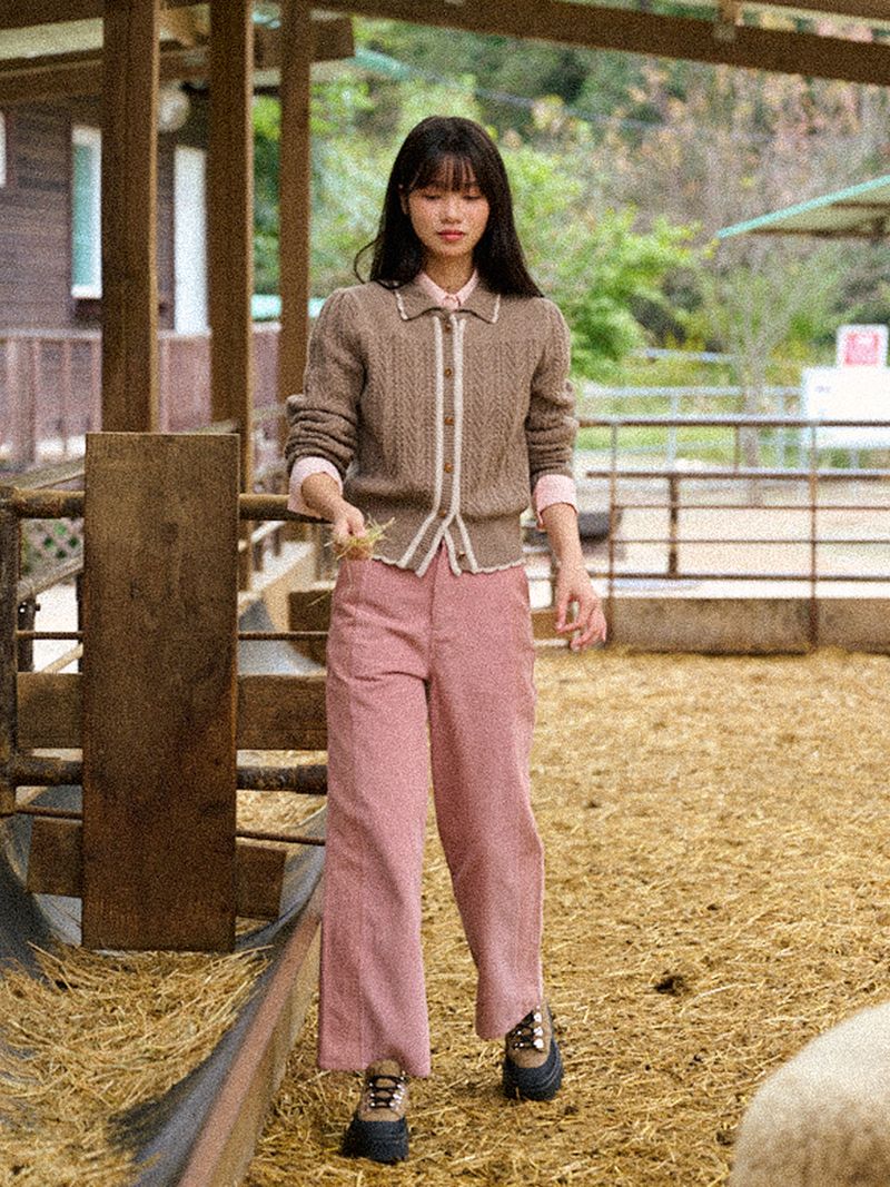 Corduroy Contrast Wide Pants (2colors)