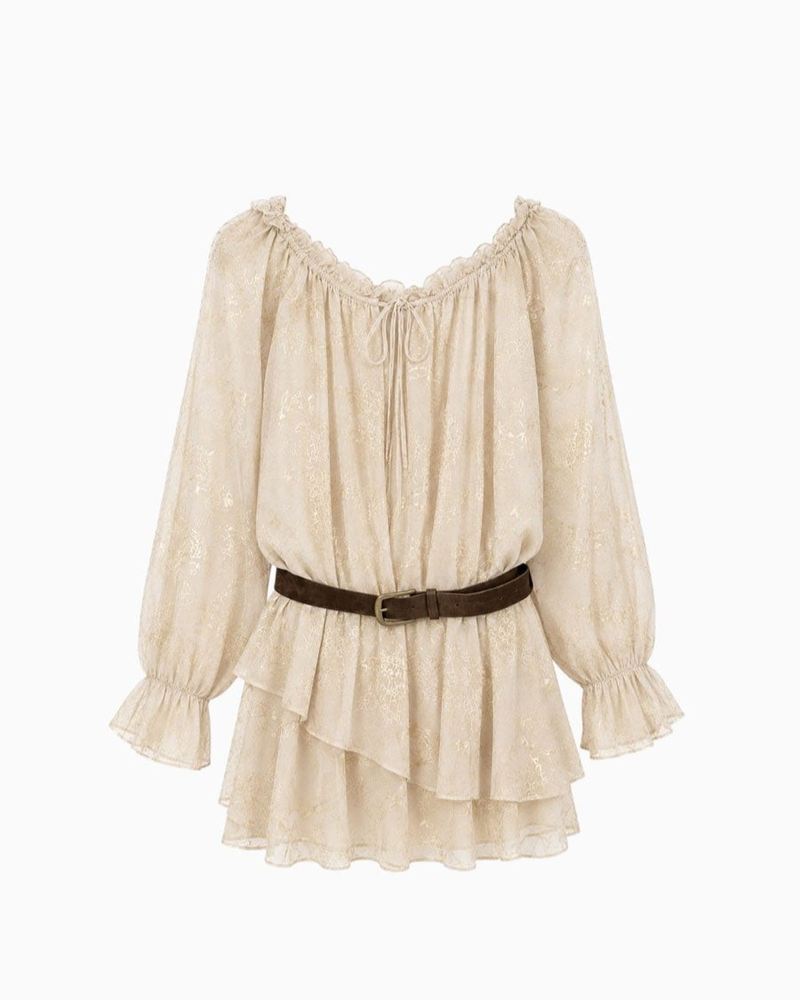 ARCADIAN SHEER BELTED DRESS
