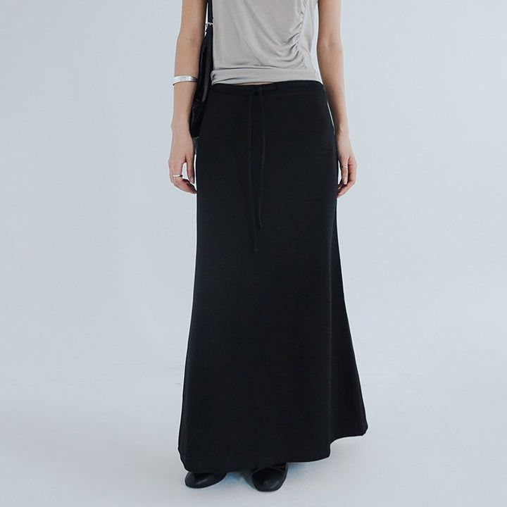[Paenko] String Flared Maxi Long Skirt - 4color