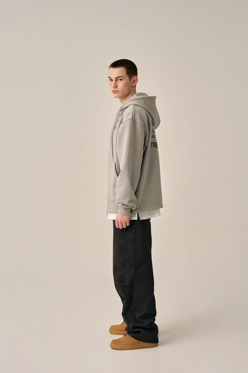 BOTTOM LESS HOOD ZIP-UP - GRAY
