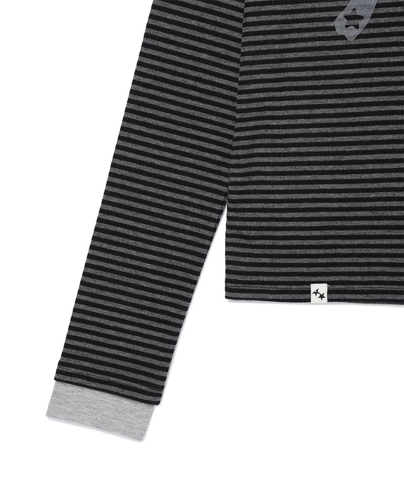 STRIPED MUSIC NOTE LS TEE BLACK(CV2GFFT554A)