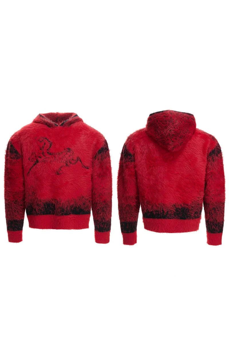 Gradient Faux Mink Hoodie Sweater