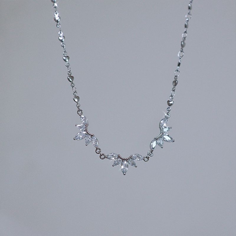 crystal crown heart chain necklace