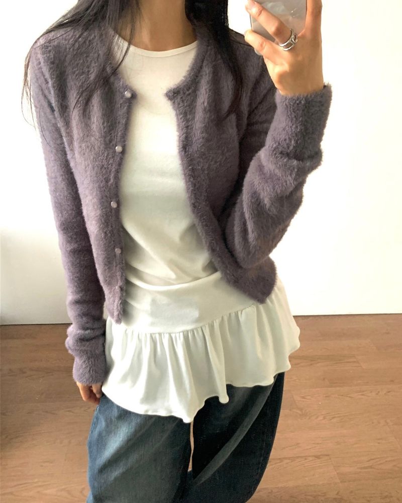 Ore Angora Fur Crop Cardigan 2C