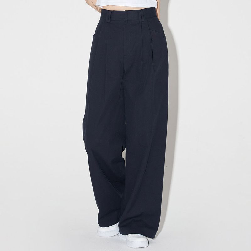 クラシックピンタックワイドパンツ / Classic Pintuck Wide Pants [NAVY]