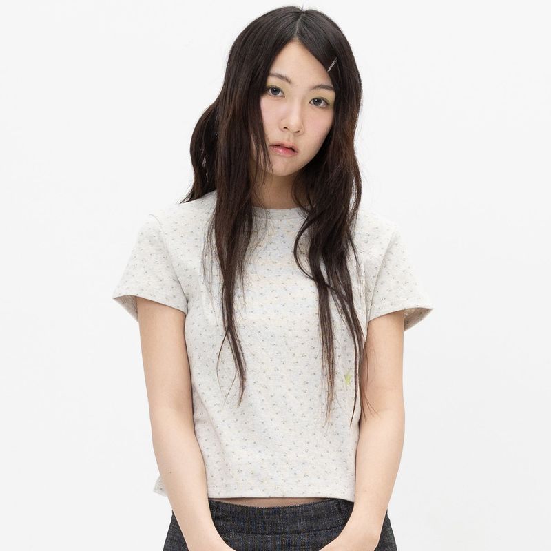 WEBHOUSE（ウェブハウス）の「Twister Star Angel Tee - Flower Grey（Tops）」