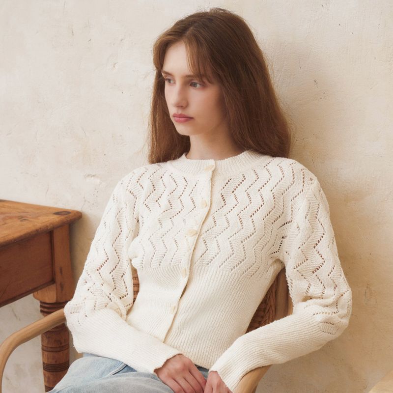 DIAMOND HOURGLASS CARDIGAN - IVORY