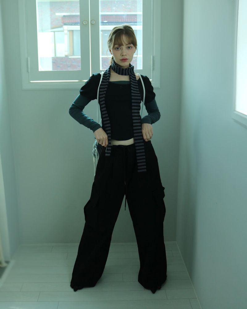 Fazed(フェイズド)の「Puff lace layered top / black(Tops)」