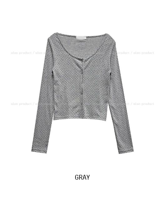 Minute Dot U-Neck Long Sleeve Cardigan