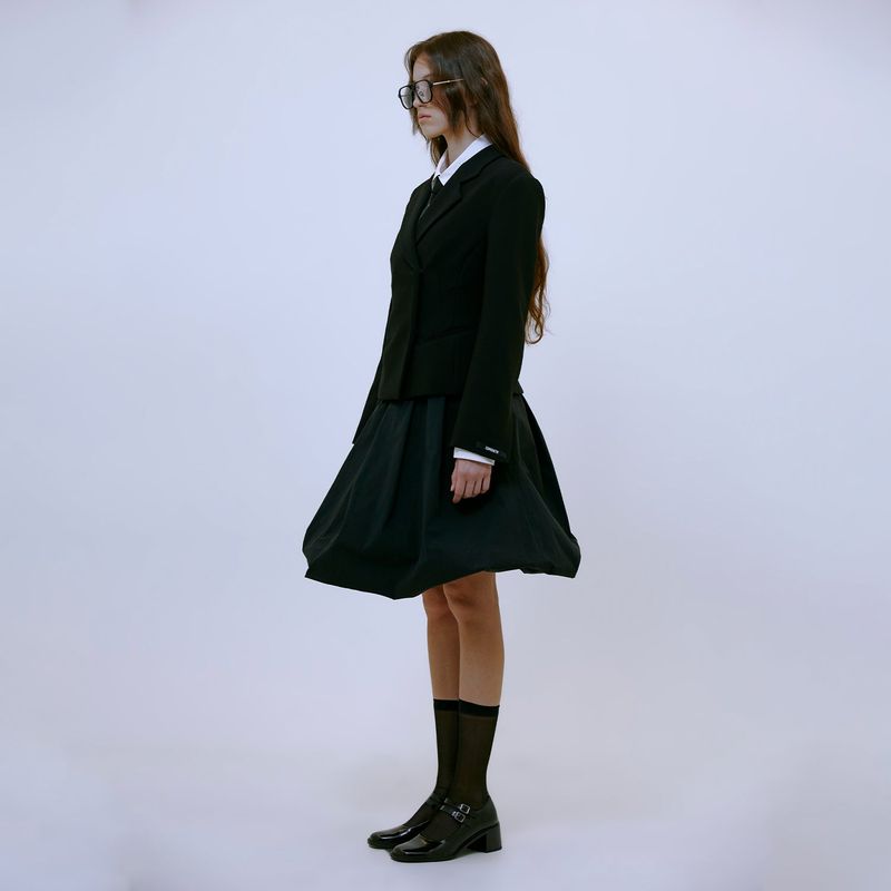 Balloon Midi Skirt (BLACK)