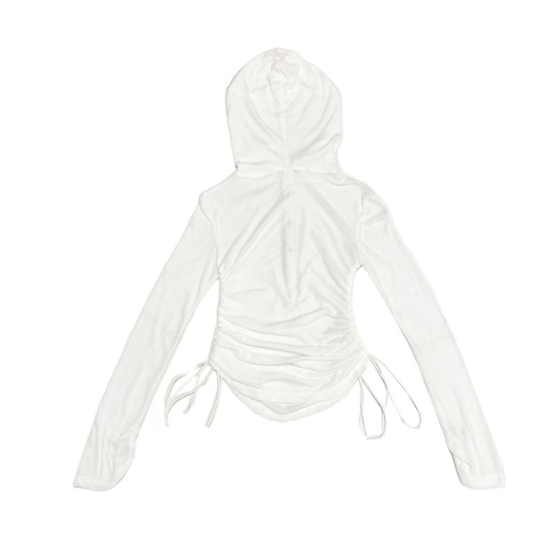Side string button hoodie