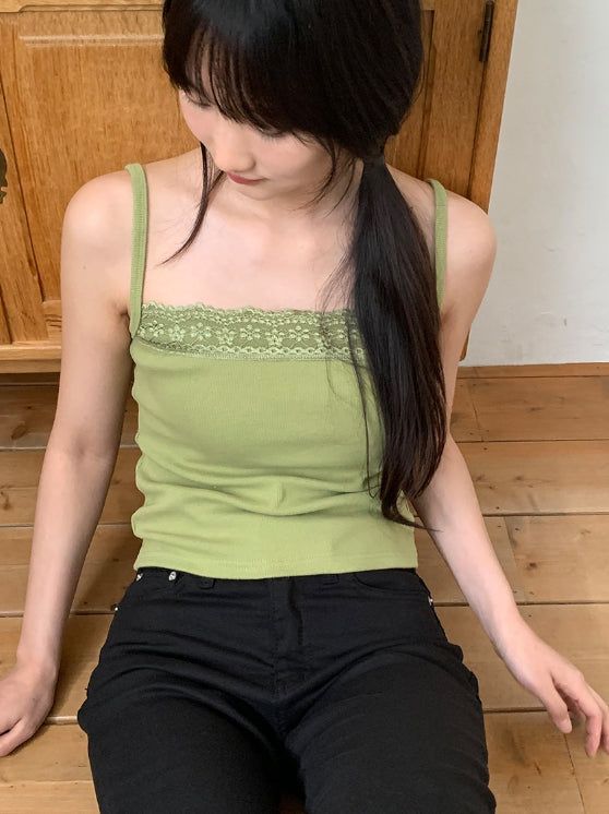 Calpi Lace Ribbed Sleeveless