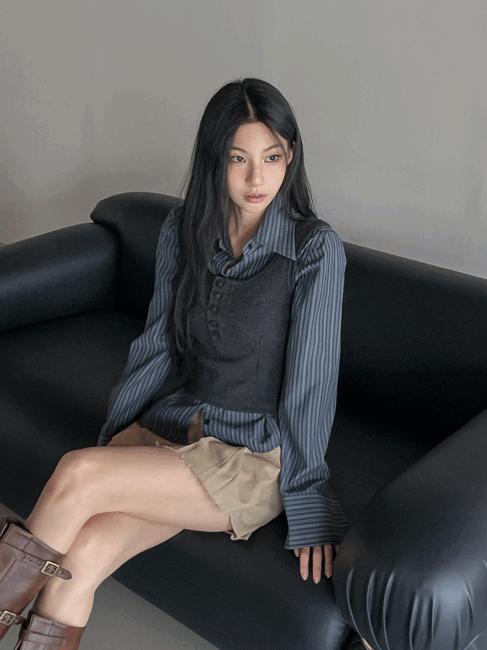 ULAN（ユレン）の「Windy Bret Button Ribbed Sleeveless（Tops）」