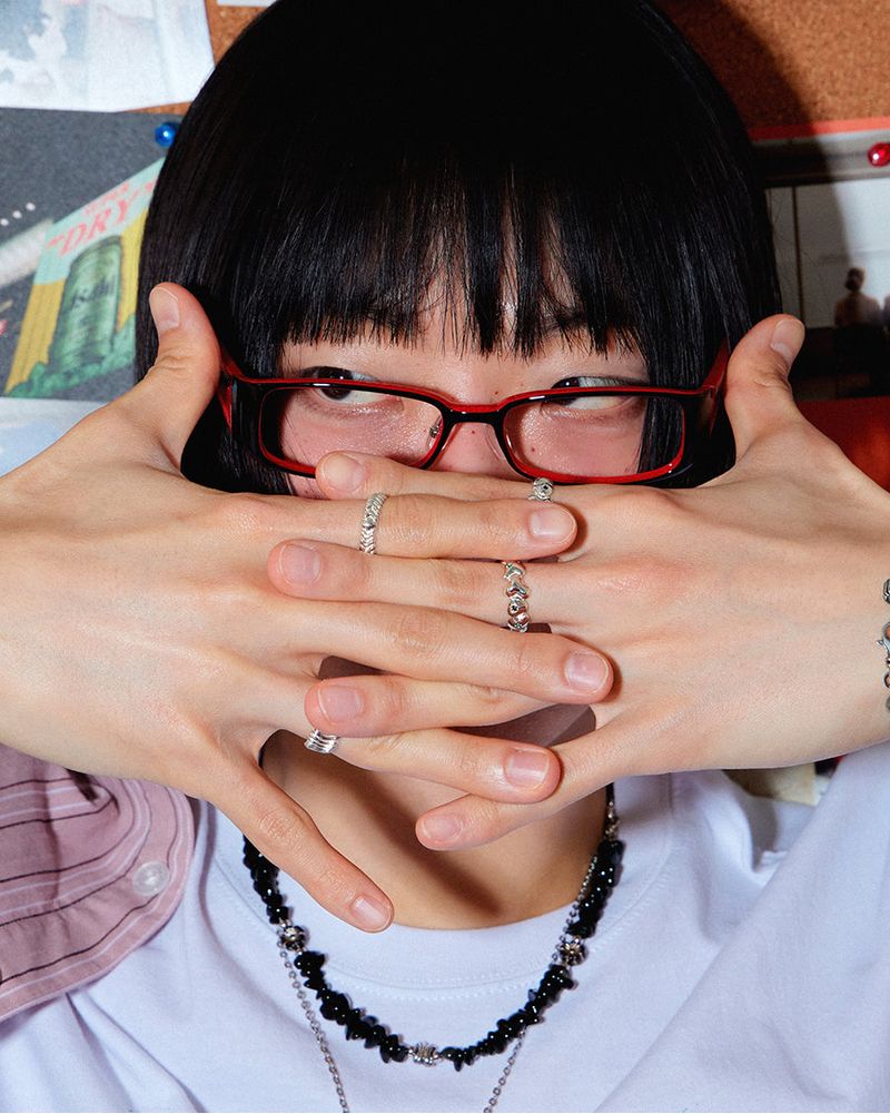 Mushroom cubic ring (GB) (925 silver)