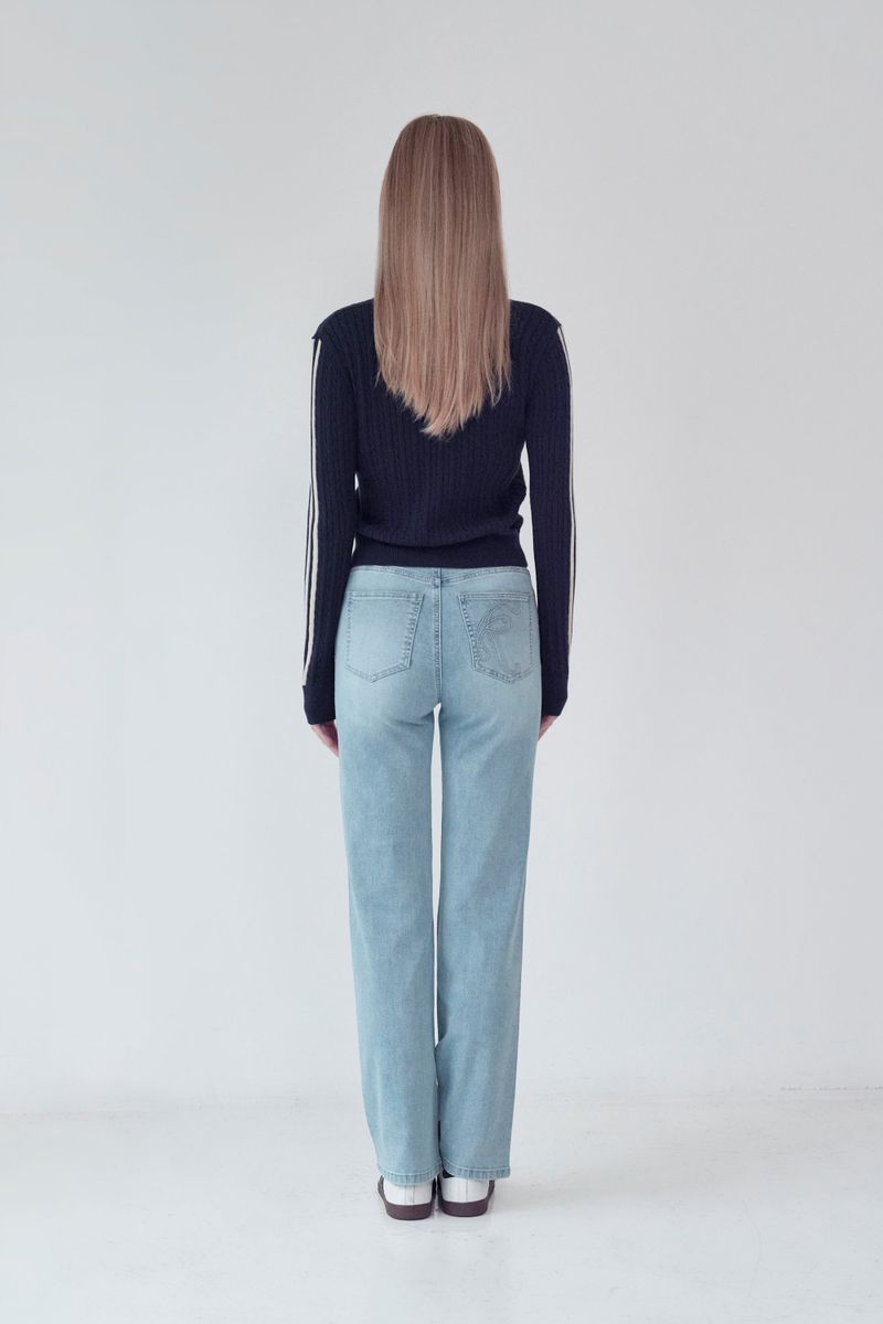 KIRSH PLAIN LINE POINT CABLE KNIT [NAVY]