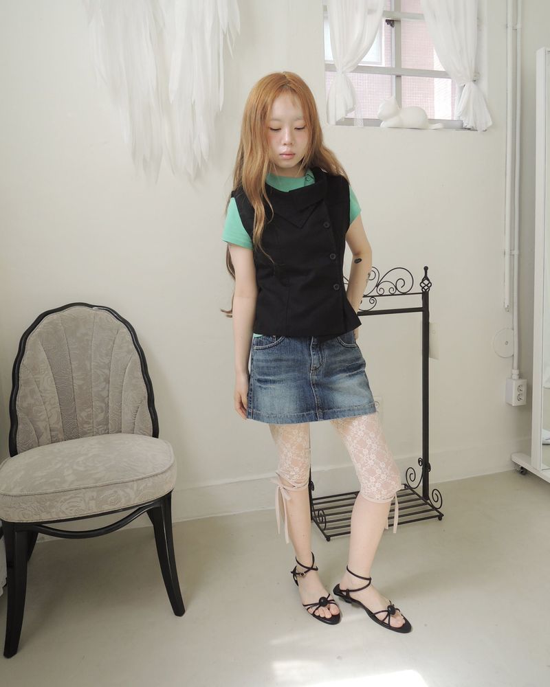 MACARON COLLAR SHORT SLEEVE T-SHIRT