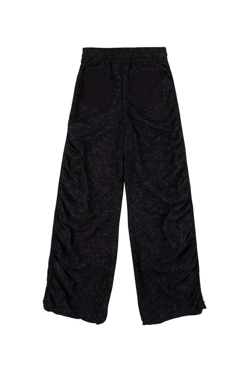 shirring wide banded pants (BLACK)